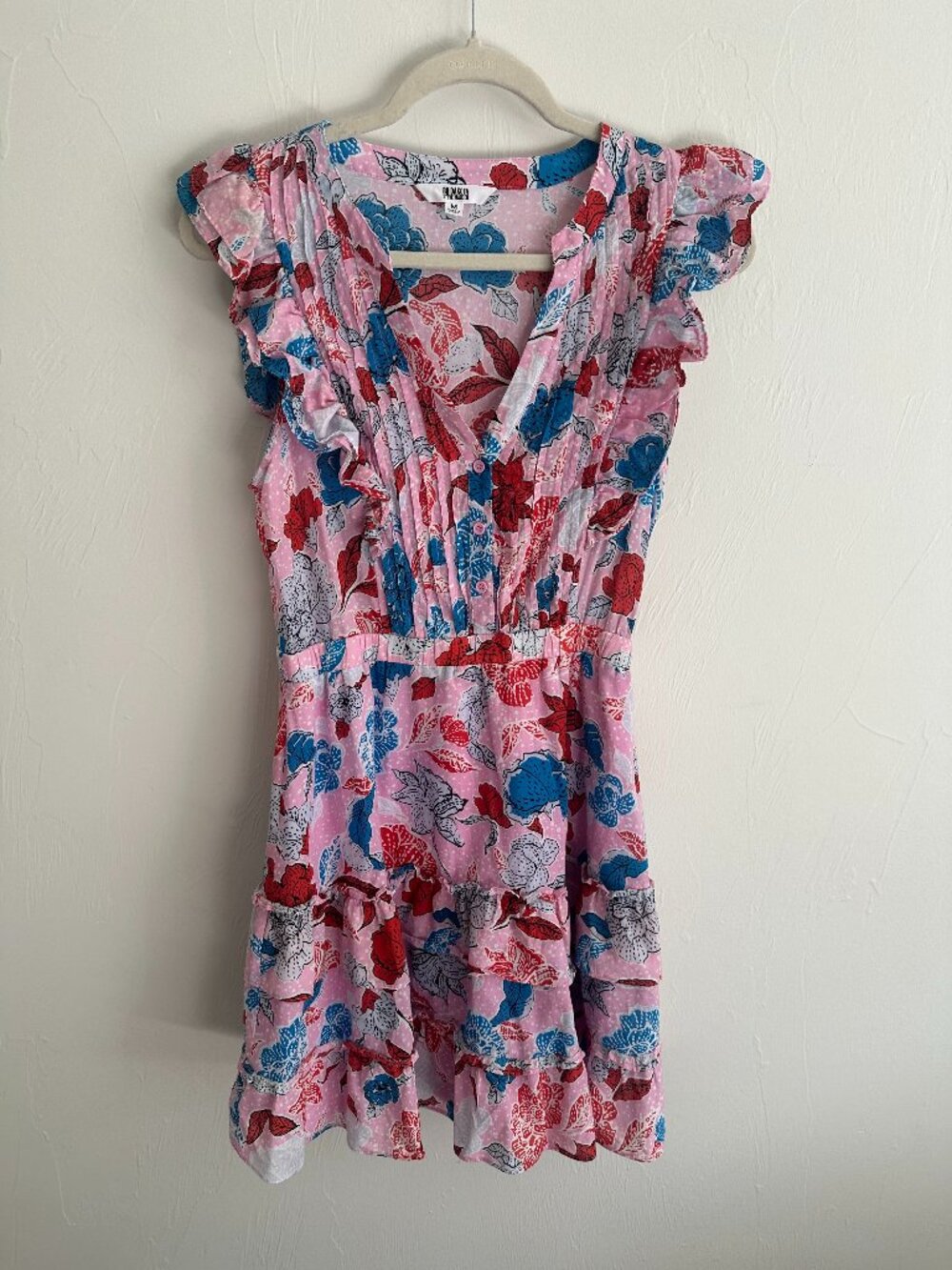BB Dakota by Steve Madden On The Ruffle Floral Mini Dress Size M Pink Multi
